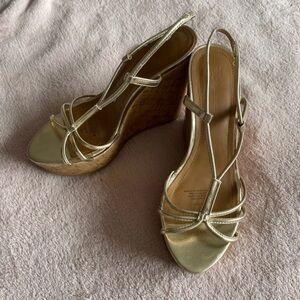 H&M Metallic Gold Wedge Sandals